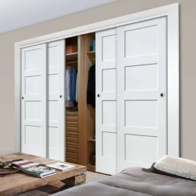 Minimalist Wardrobe Door & Frame Kit - Four Shaker Doors - White Primed