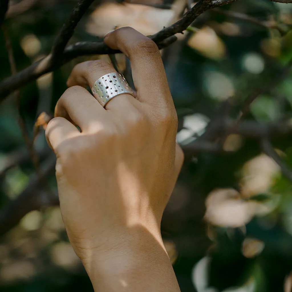 Moon Adjustable Cuff Ring - Sterling Silver