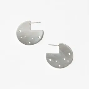 Moon Coin Hoop Earrings - Sterling Silver