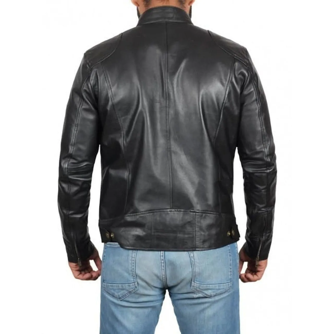 Motorcycle Style Men Genuine Leather Jacket