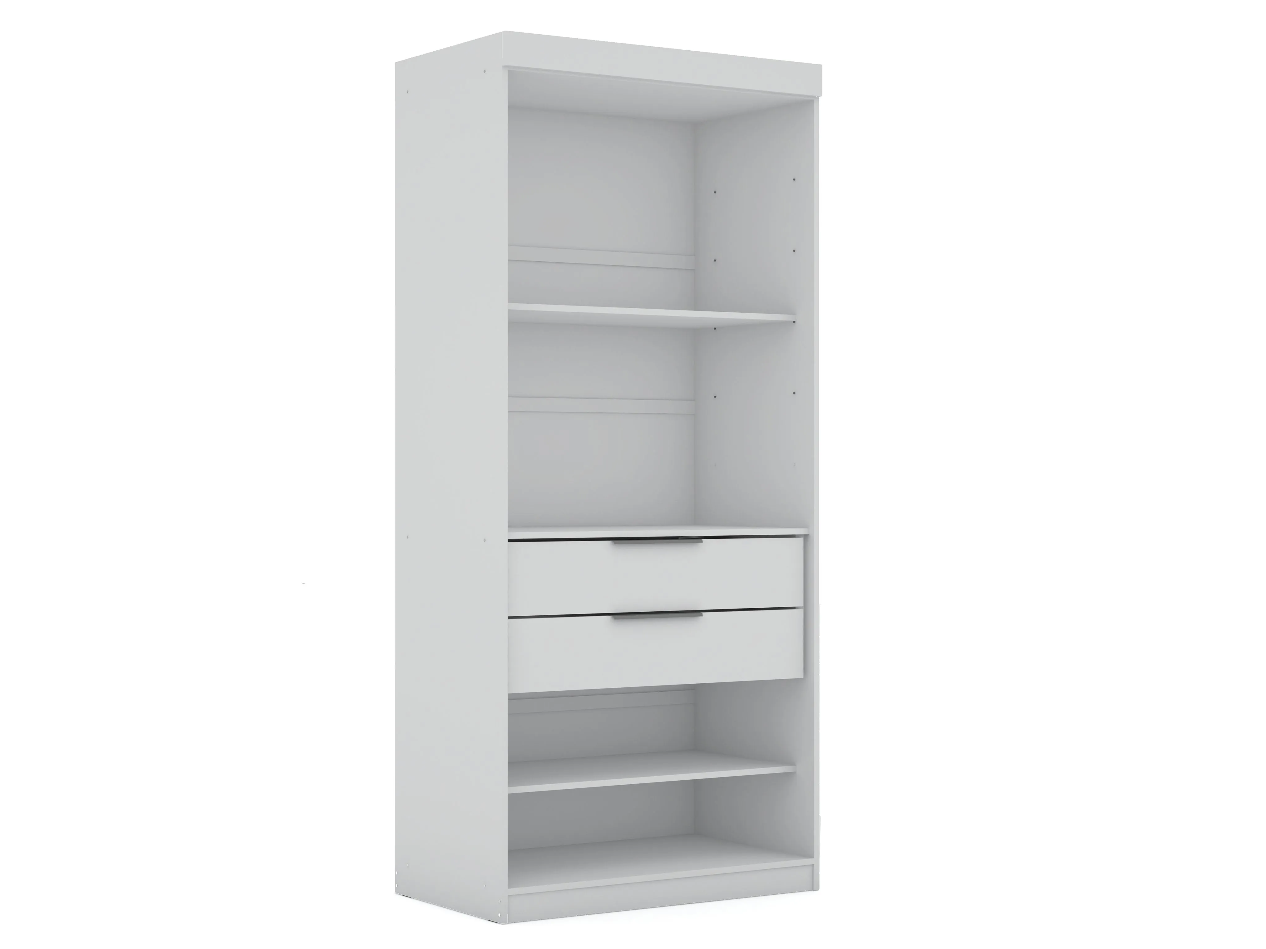 Mulberry 2.0 Sectional Modern Armoire Wardrobe Closet with 2 Drawers in White