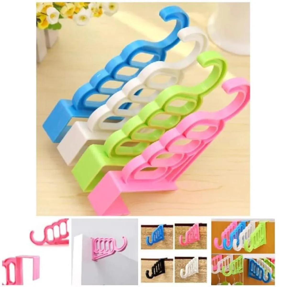 Multi-Functional 4-Hole Clothes Hanger Drying Rack Over the Door Clothes Hook Wardrobe Organizer