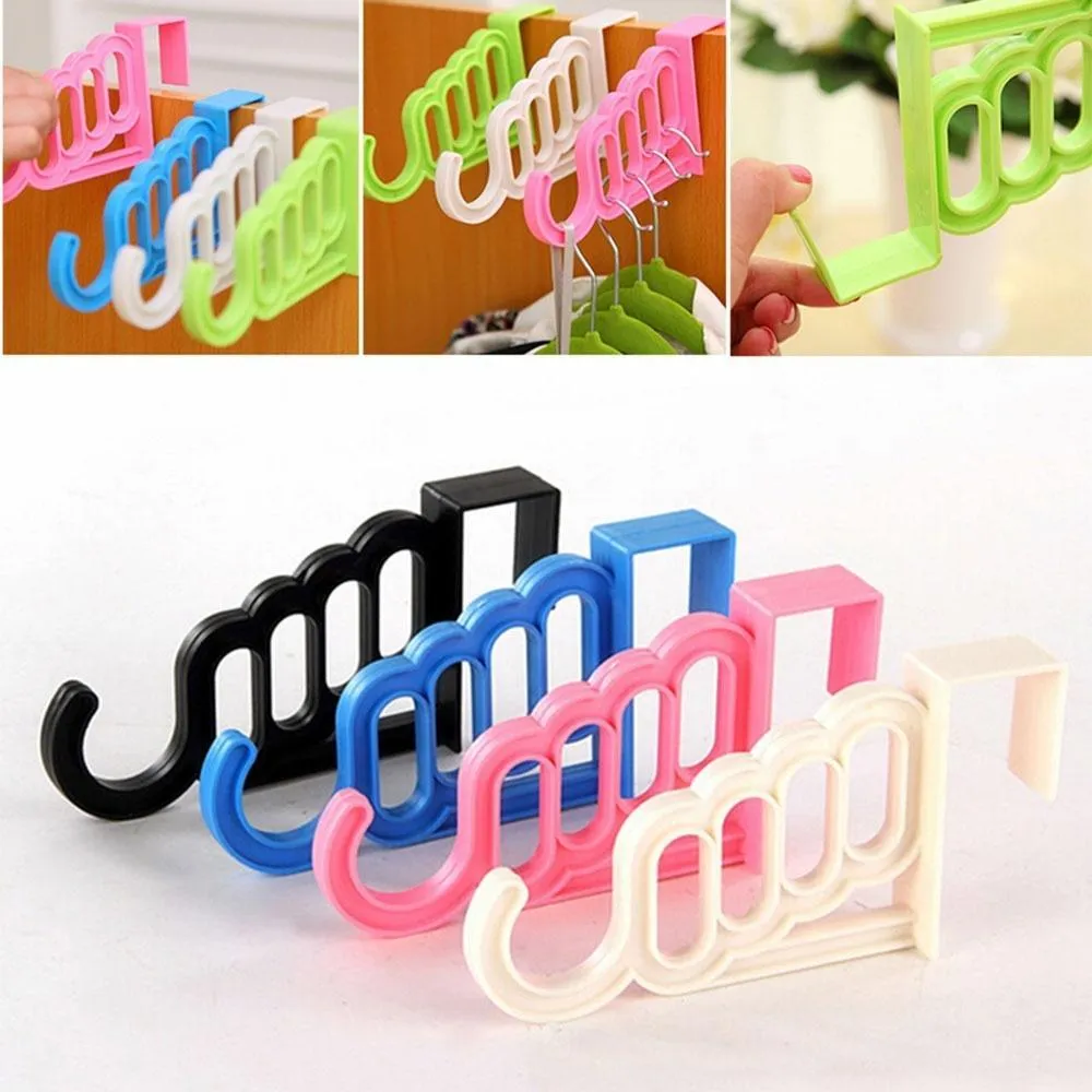 Multi-Functional 4-Hole Clothes Hanger Drying Rack Over the Door Clothes Hook Wardrobe Organizer