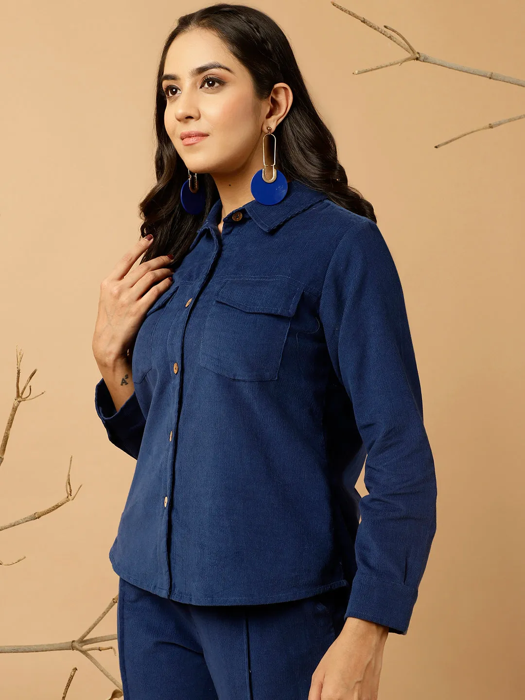 Navy Blue Corduroy Shirt