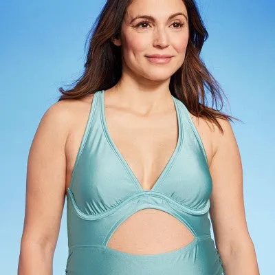 New - Shiny Cutout One Piece Maternity Swimsuit - Isabel Maternity by Ingrid & Isabel Blue L