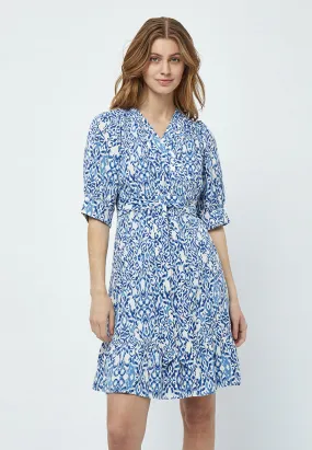 Nicoline Short Wrap Dress - Marina Blue Print