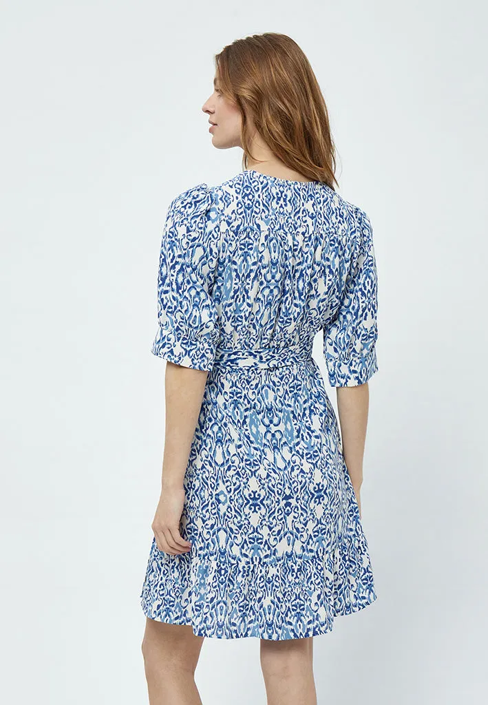 Nicoline Short Wrap Dress - Marina Blue Print