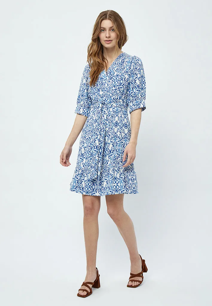 Nicoline Short Wrap Dress - Marina Blue Print