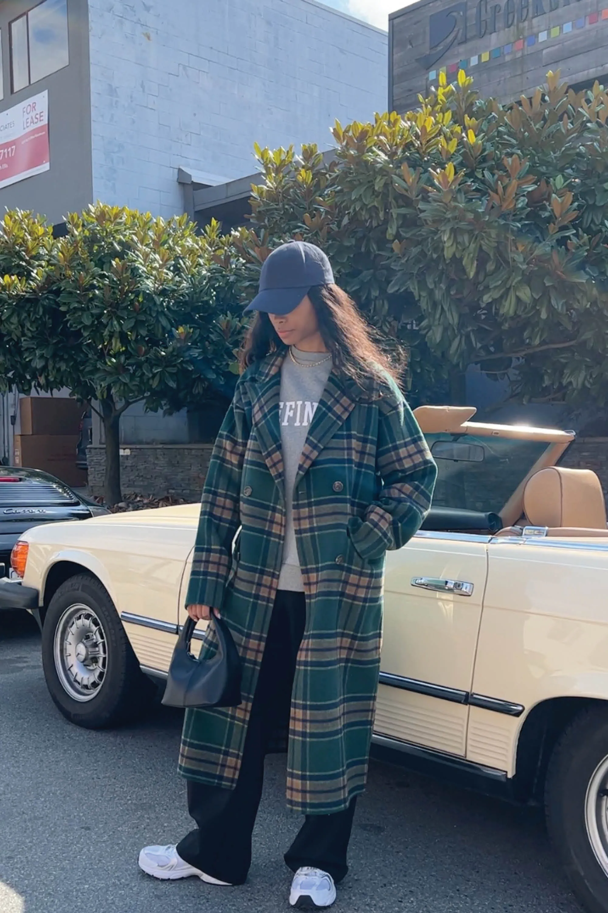 OVERSIZED PLAID WOOL BLEND COAT