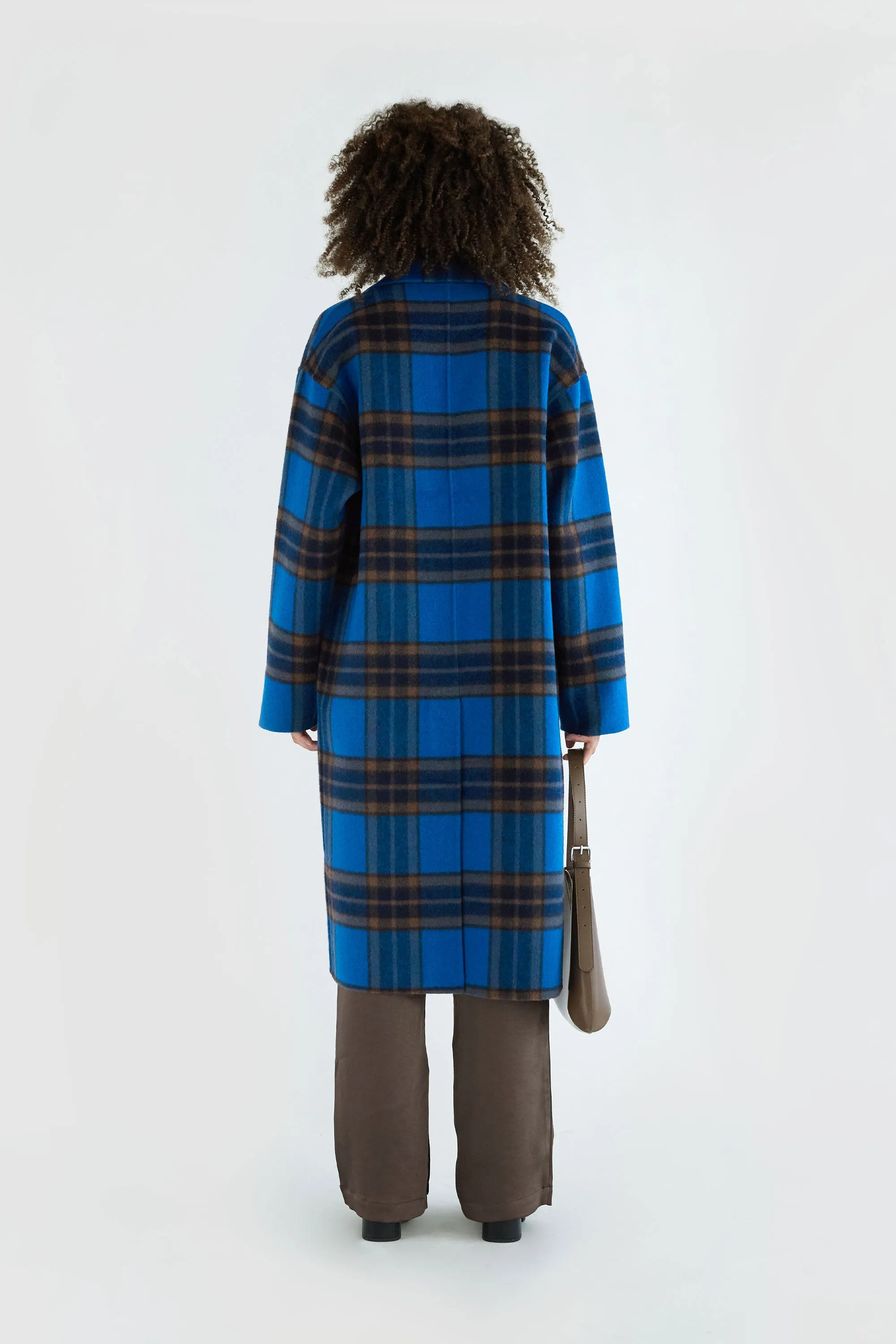 OVERSIZED PLAID WOOL BLEND COAT