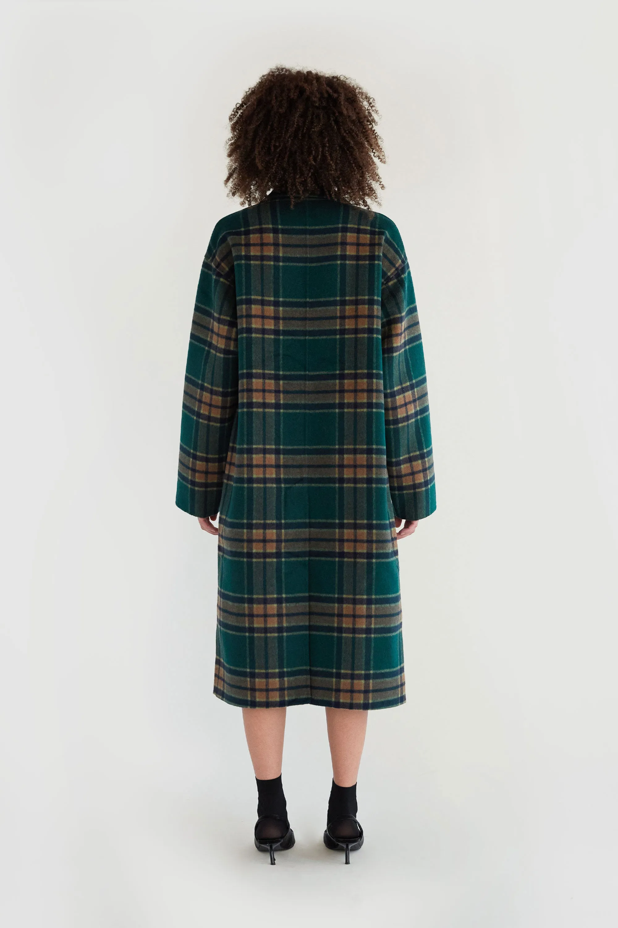 OVERSIZED PLAID WOOL BLEND COAT