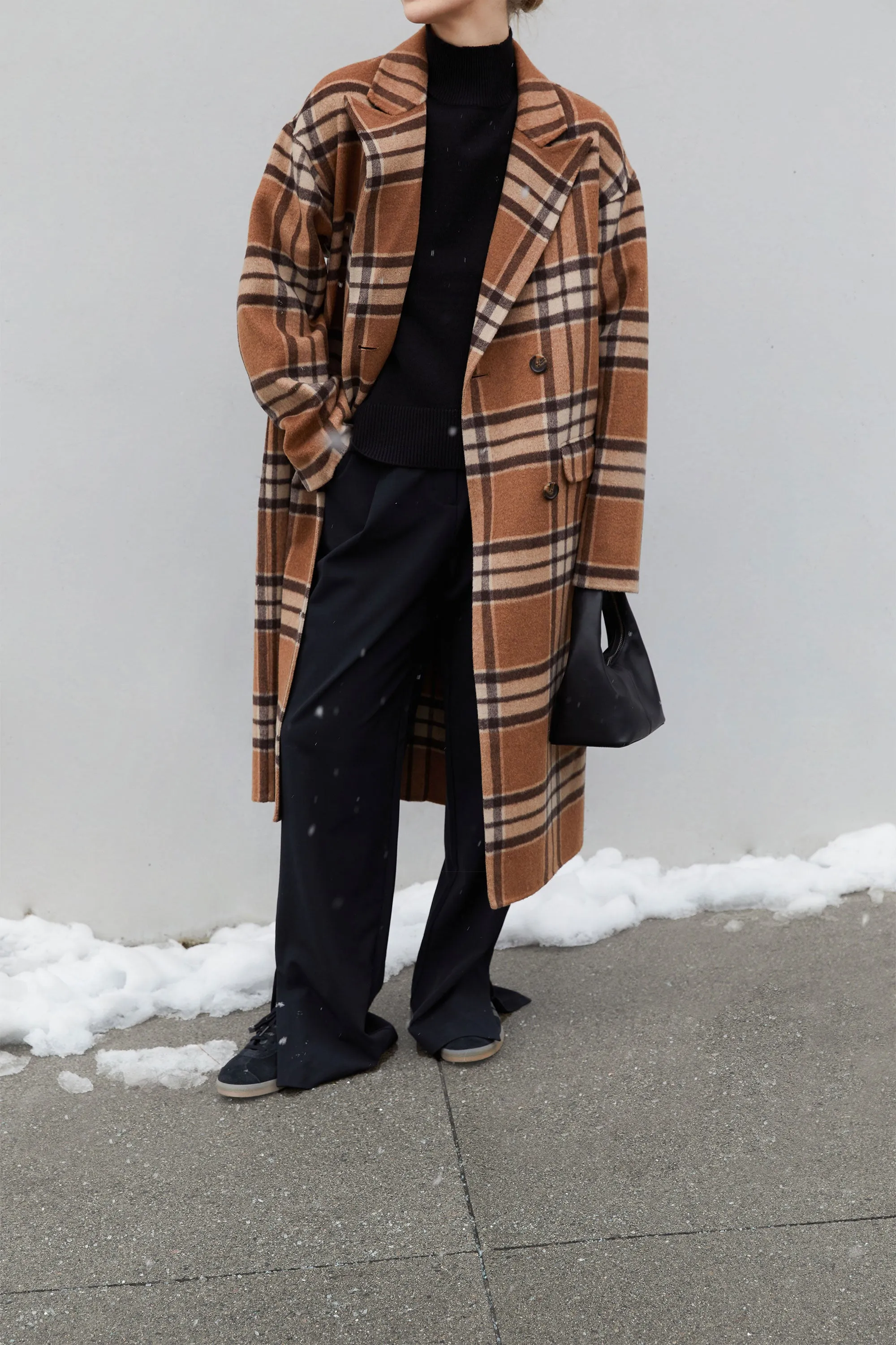 OVERSIZED PLAID WOOL BLEND COAT