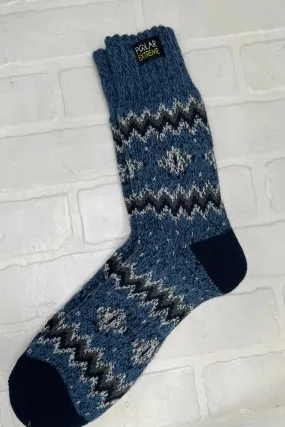 PE Men's Blue Snowflake Heat Sock