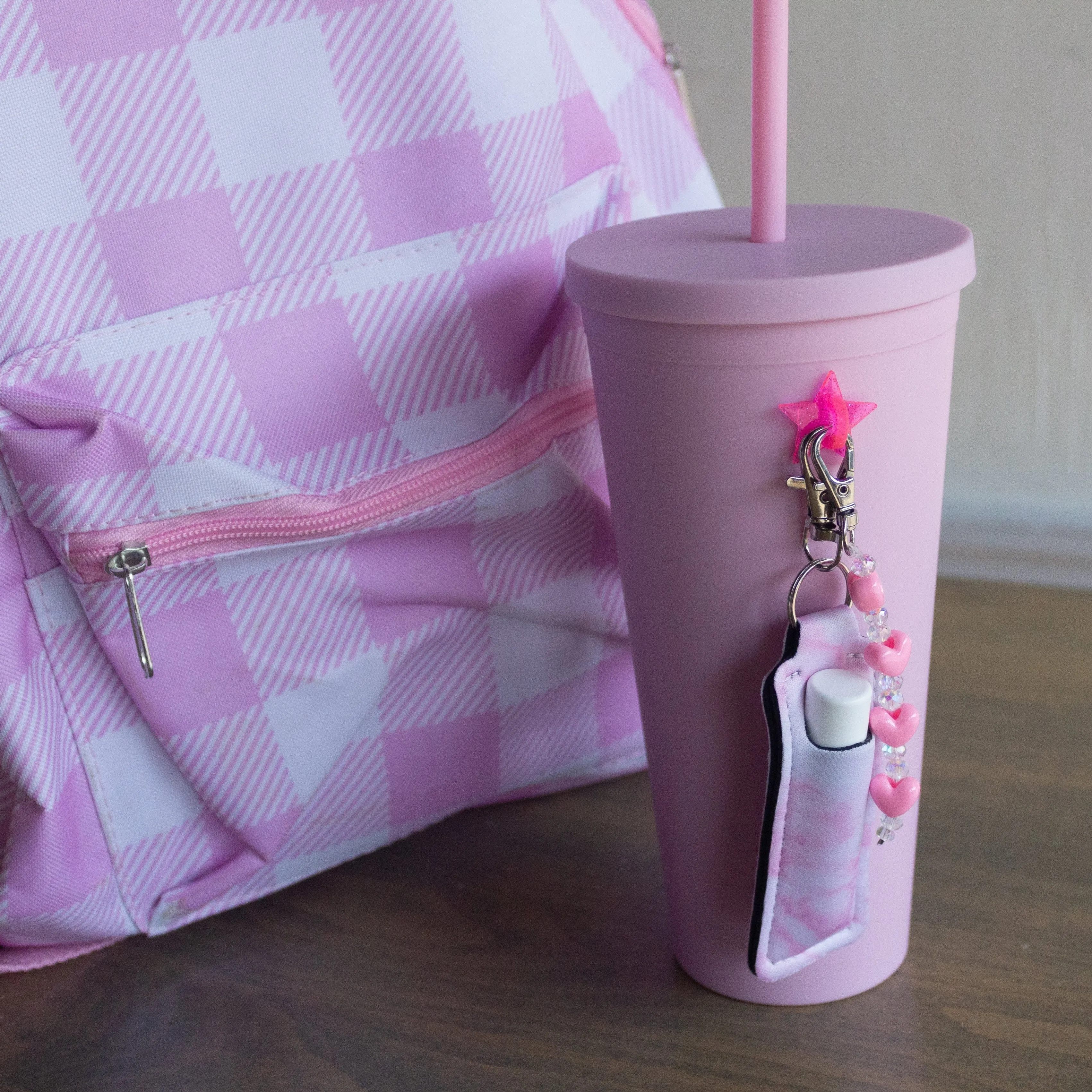 Pink Marble Print Chapstick Holder