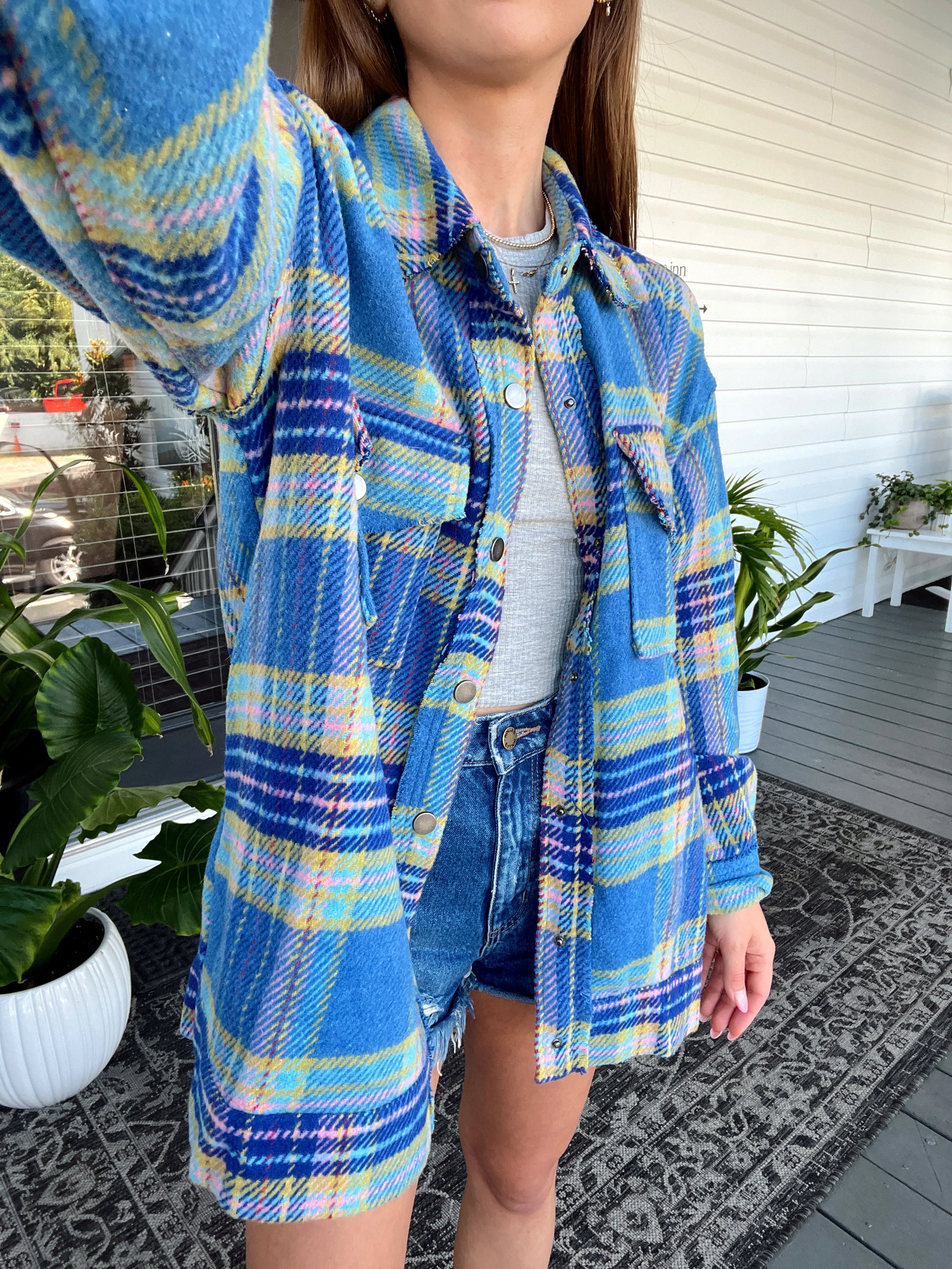 Plaid About You Blue Shacket