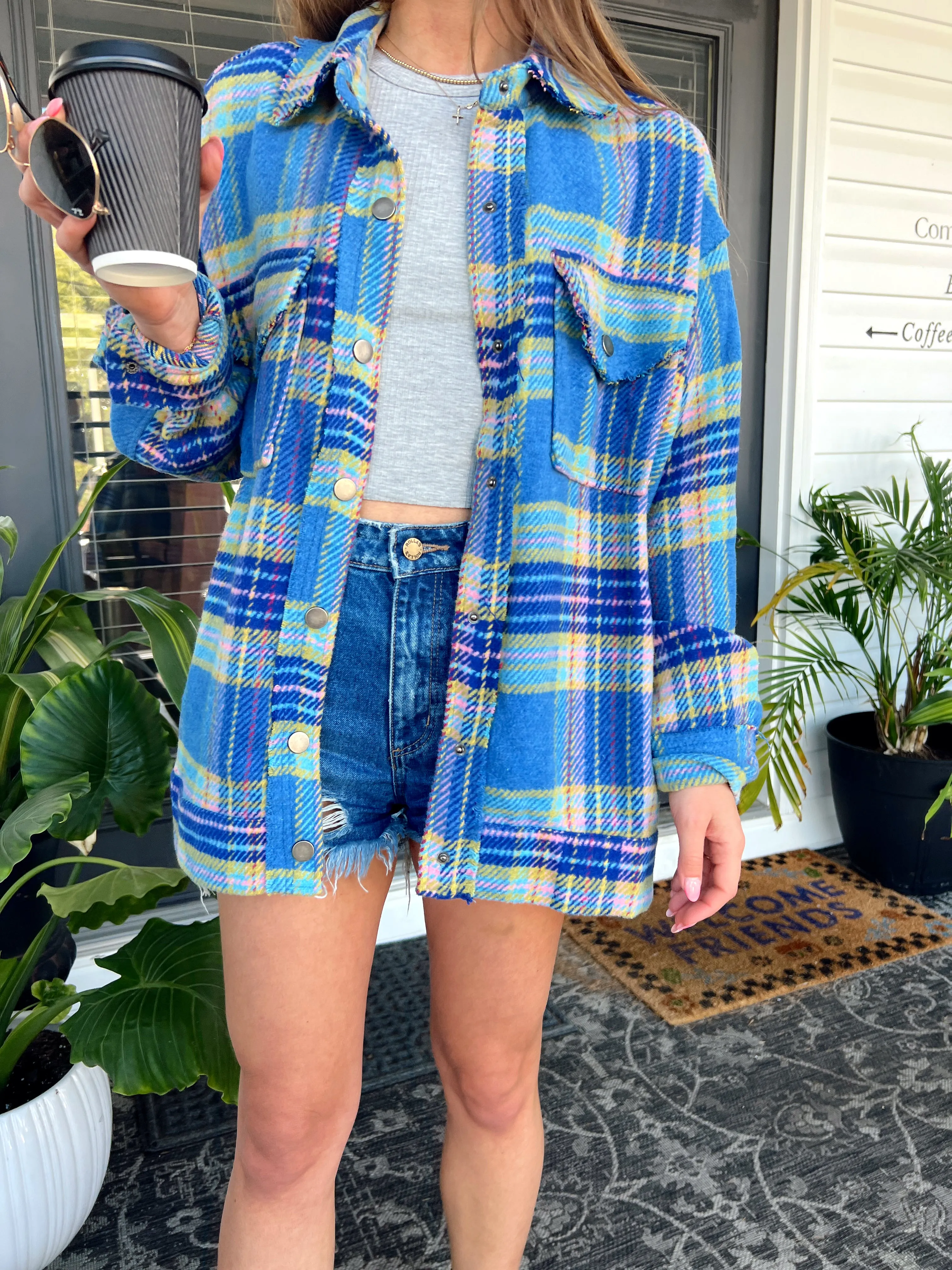 Plaid About You Blue Shacket