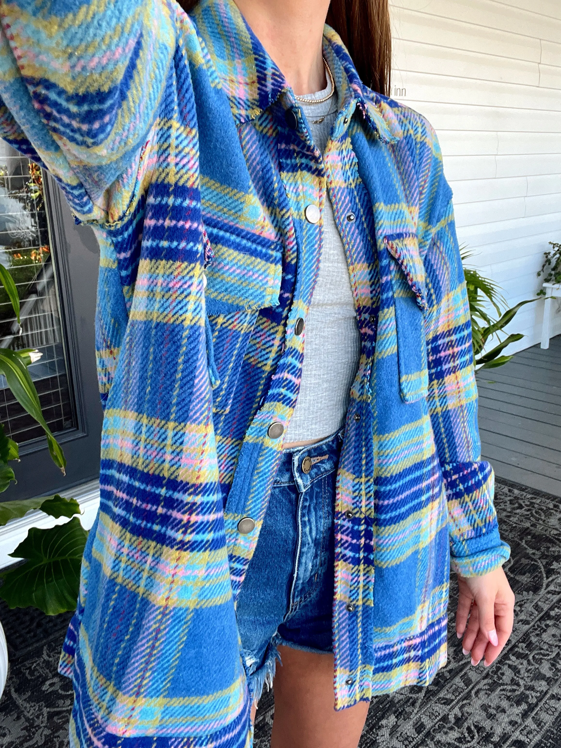 Plaid About You Blue Shacket