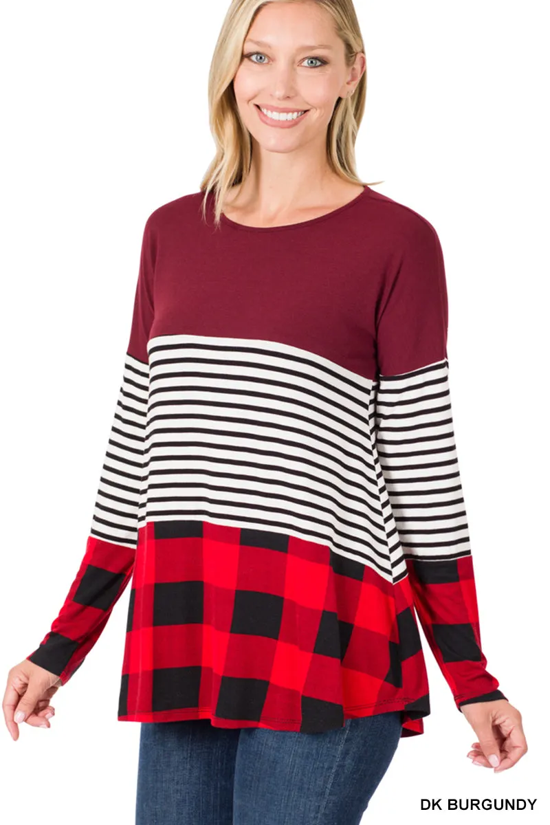 Plaid Striped Long Sleeve