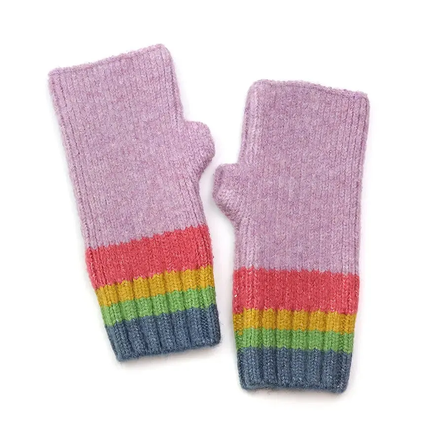 POM One Size Lilac Rainbow Knit Wrist Warmers