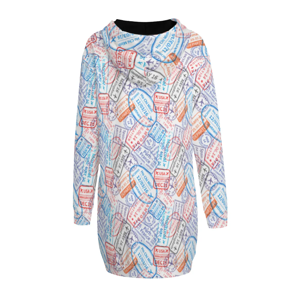 Postage Stamp Travel Hoodie Dress