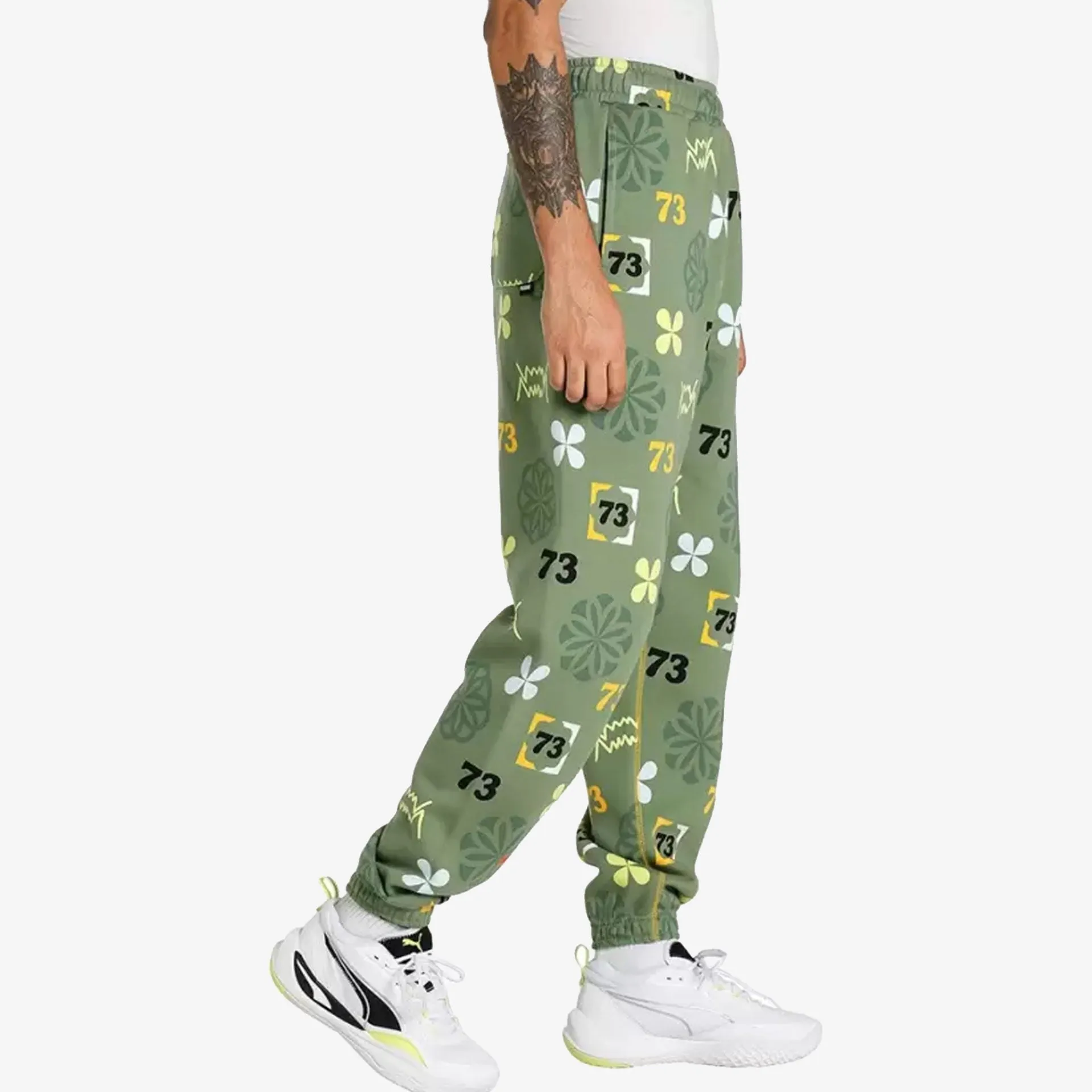 Puma | RUN IT BACK PRINTED BASKETBALL SWEATPANTS  { DUSTY GREEN