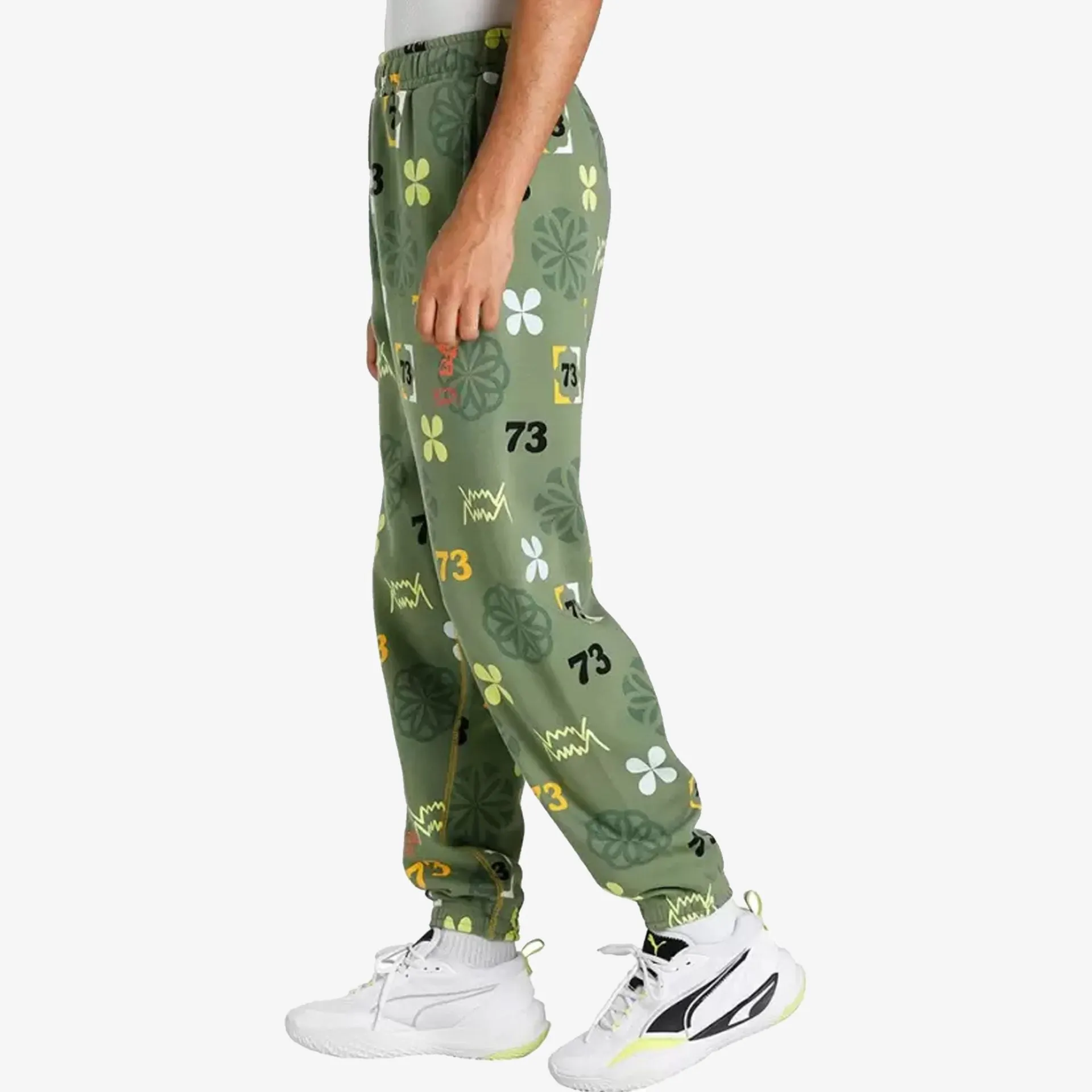 Puma | RUN IT BACK PRINTED BASKETBALL SWEATPANTS  { DUSTY GREEN