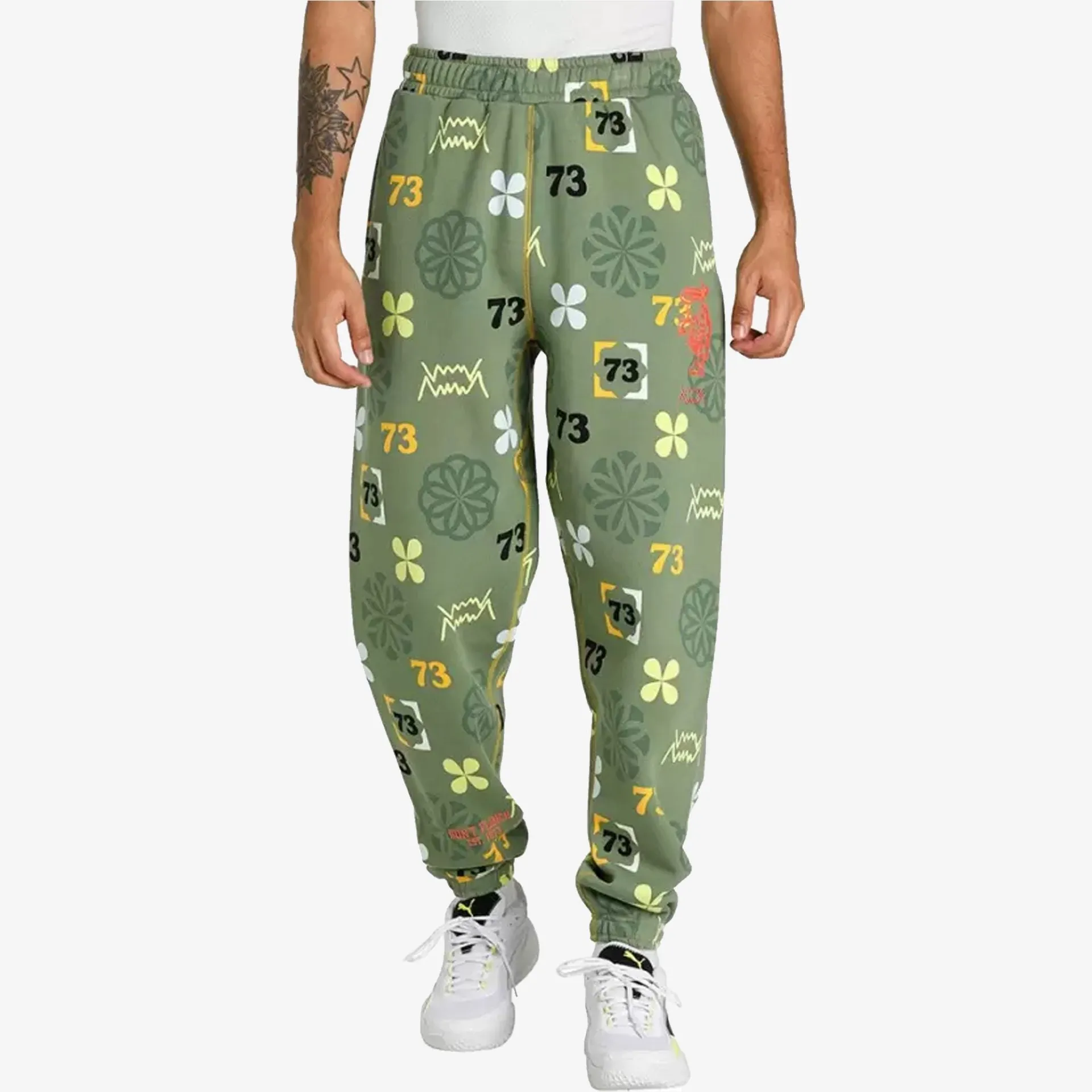 Puma | RUN IT BACK PRINTED BASKETBALL SWEATPANTS  { DUSTY GREEN