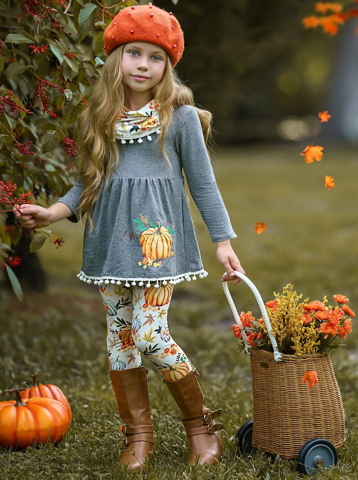 Pumpkin Picking Tunic, Legging and Scarf Set