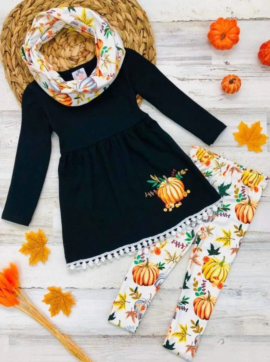 Pumpkin Picking Tunic, Legging and Scarf Set