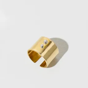 "I" Adjustable Cuff Ring - Brass   Sterling