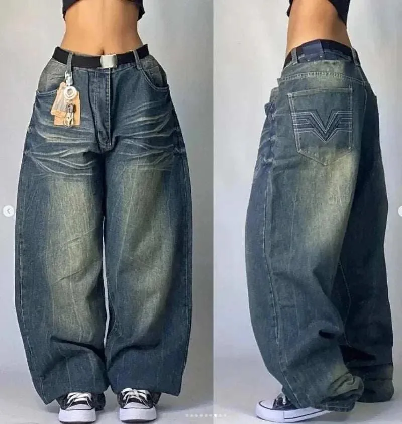 Retro Hip-hop Embroidered Baggy Jeans