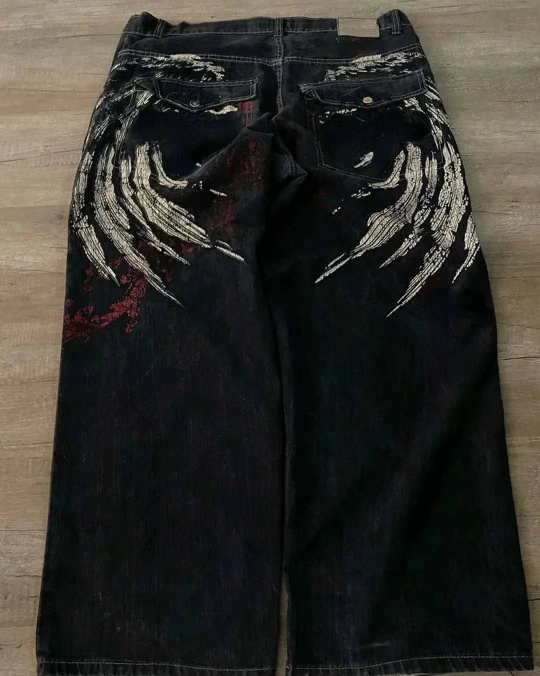 Retro Hip-hop Embroidered Baggy Jeans