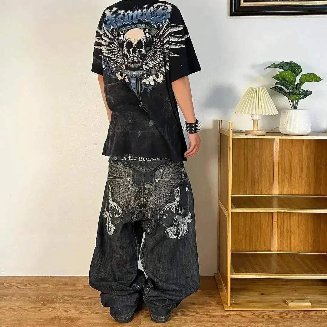 Retro Hip-hop Embroidered Baggy Jeans