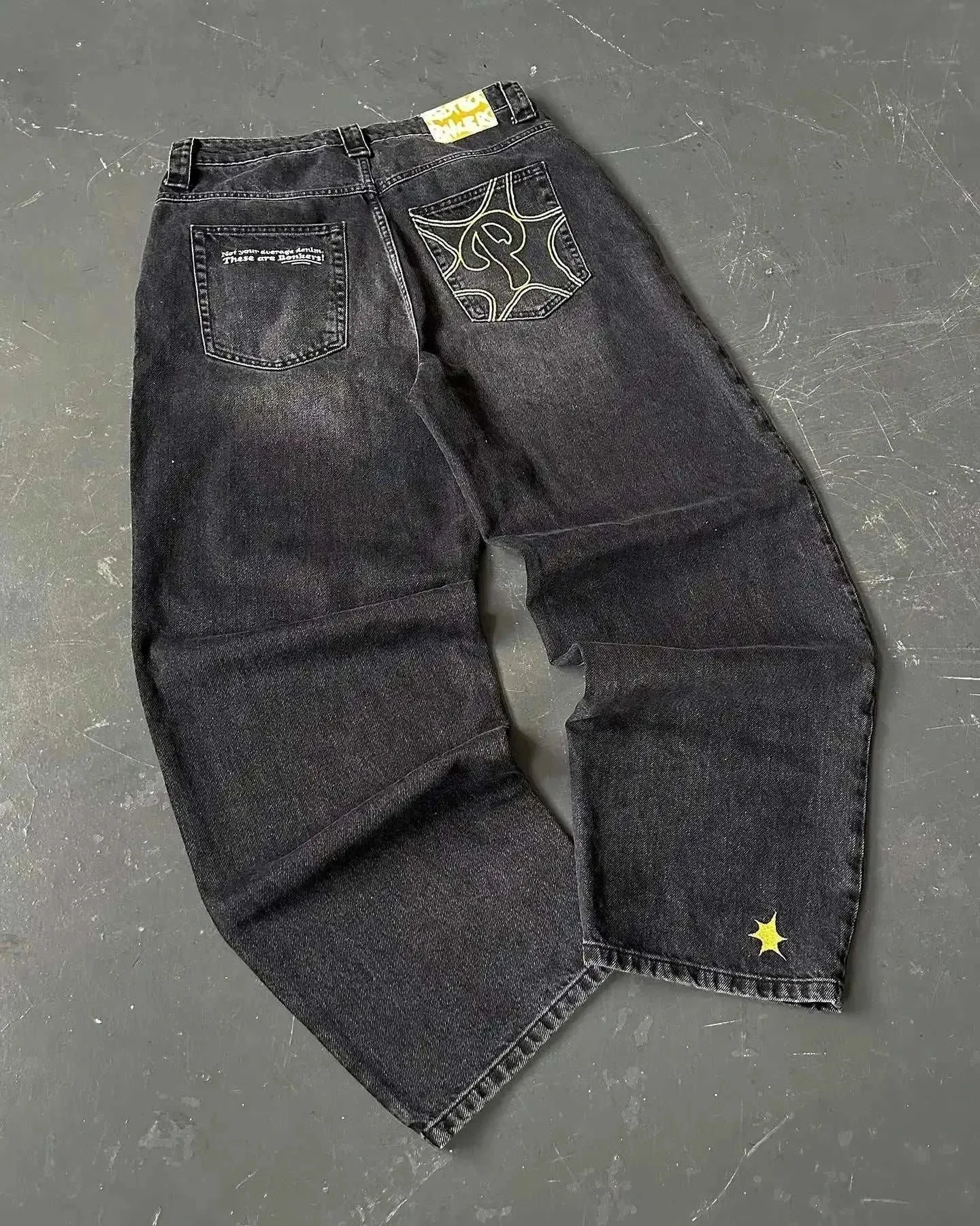 Retro Hip-hop Embroidered Baggy Jeans