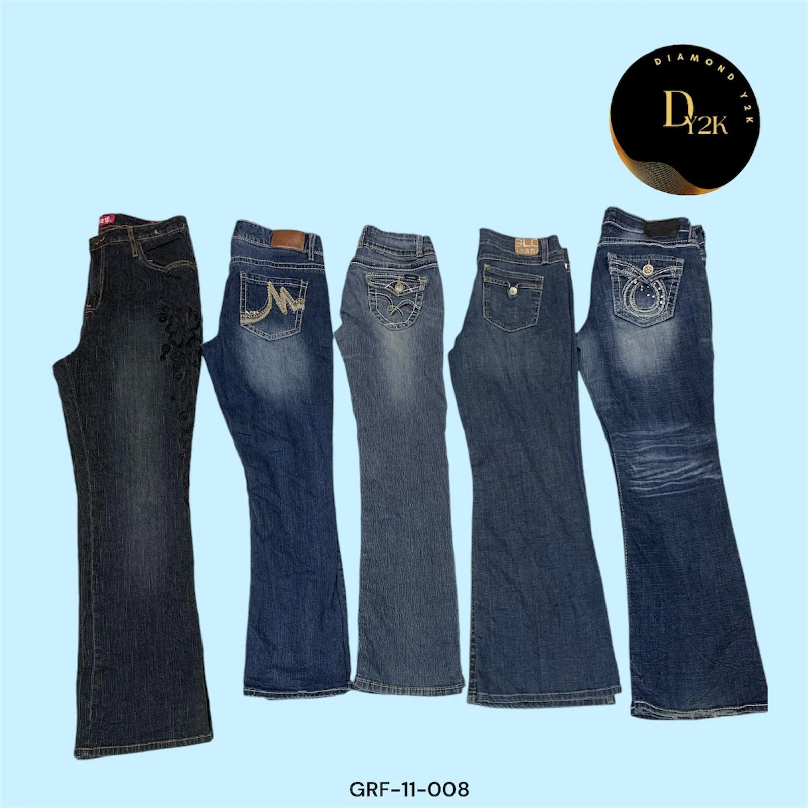 Retro Y2K Flared Jeans - Vintage Style Denim (GRF-11-008)