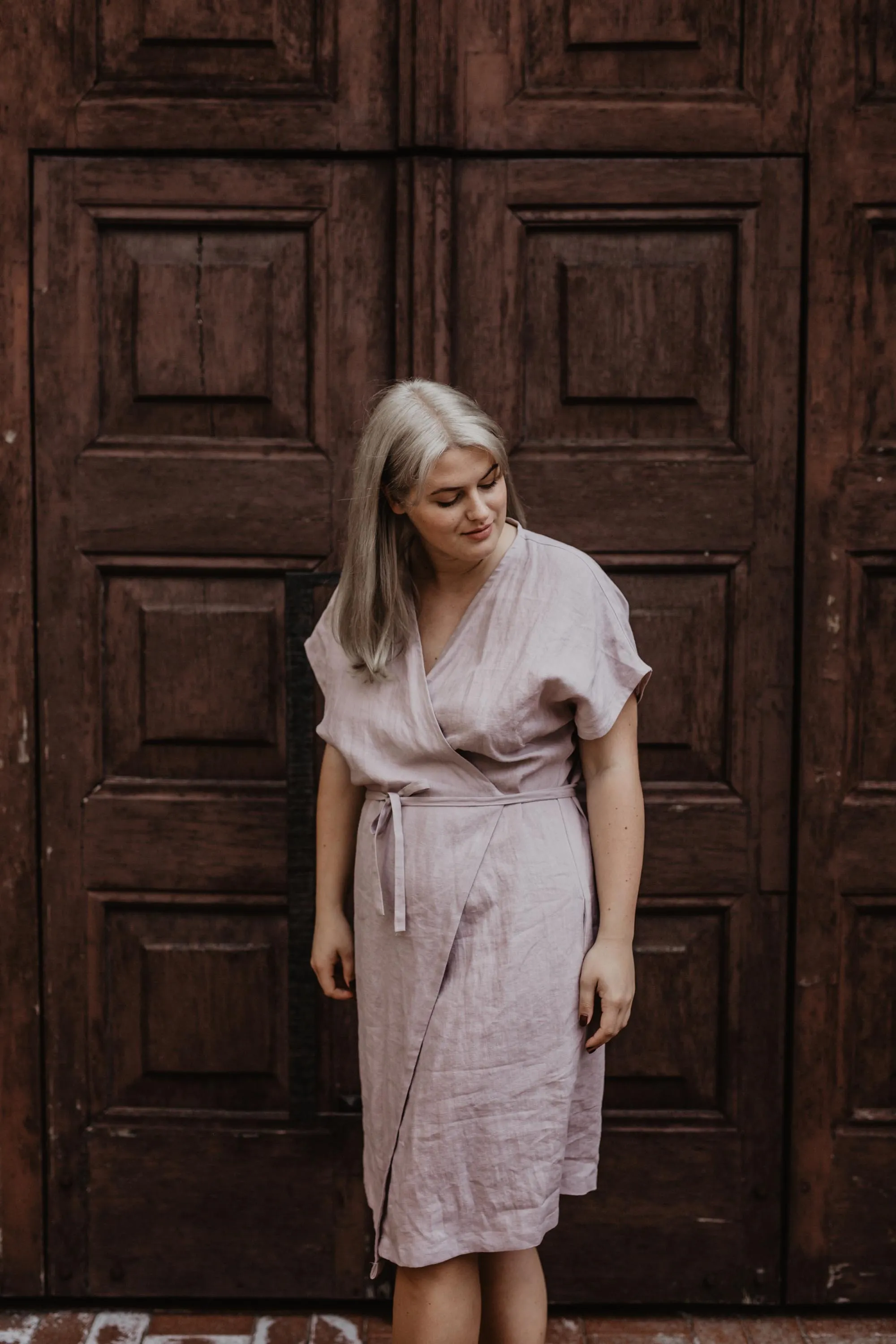 Rome Linen Wrap Dress - Dusty Rose