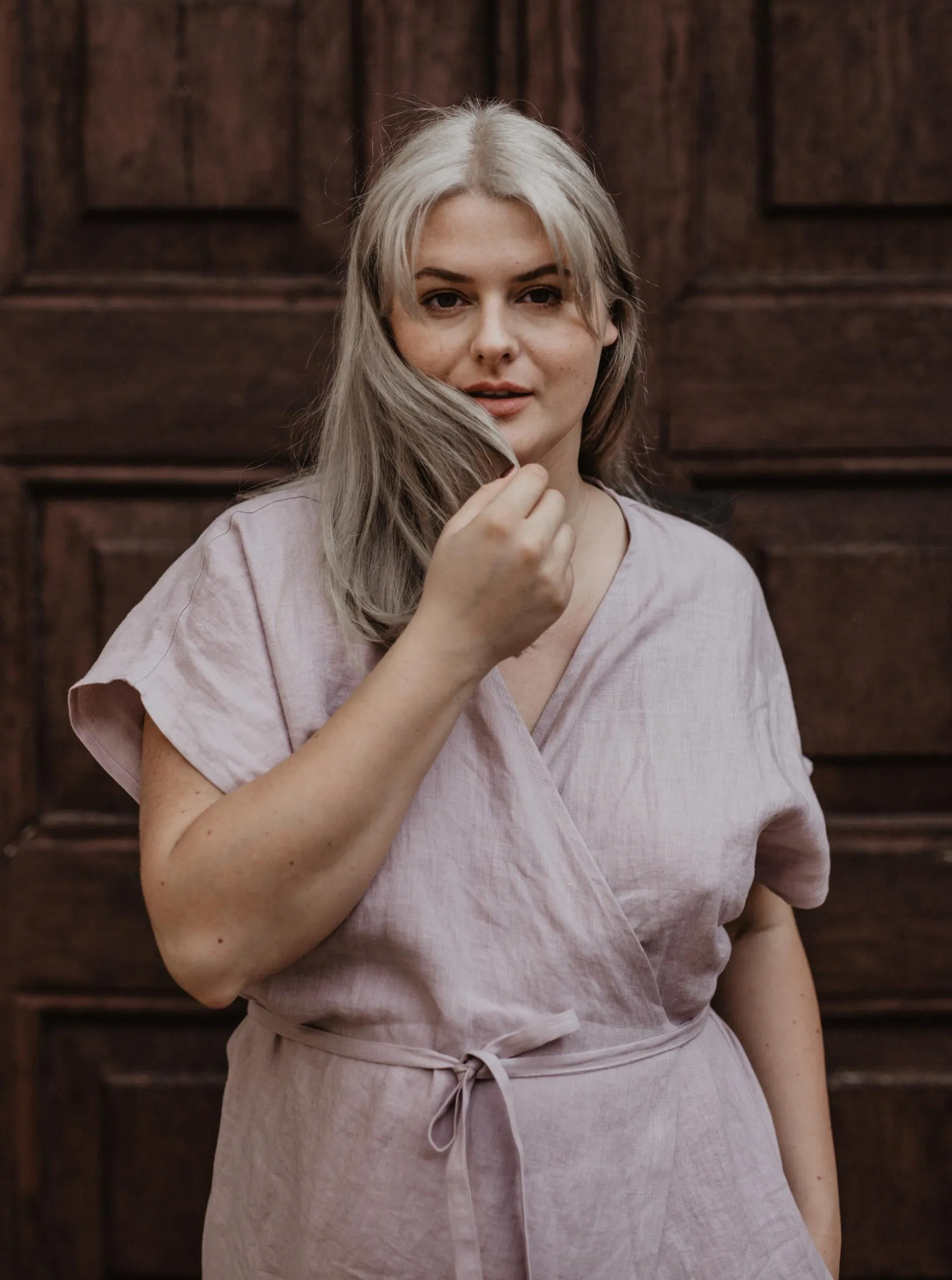 Rome Linen Wrap Dress - Dusty Rose