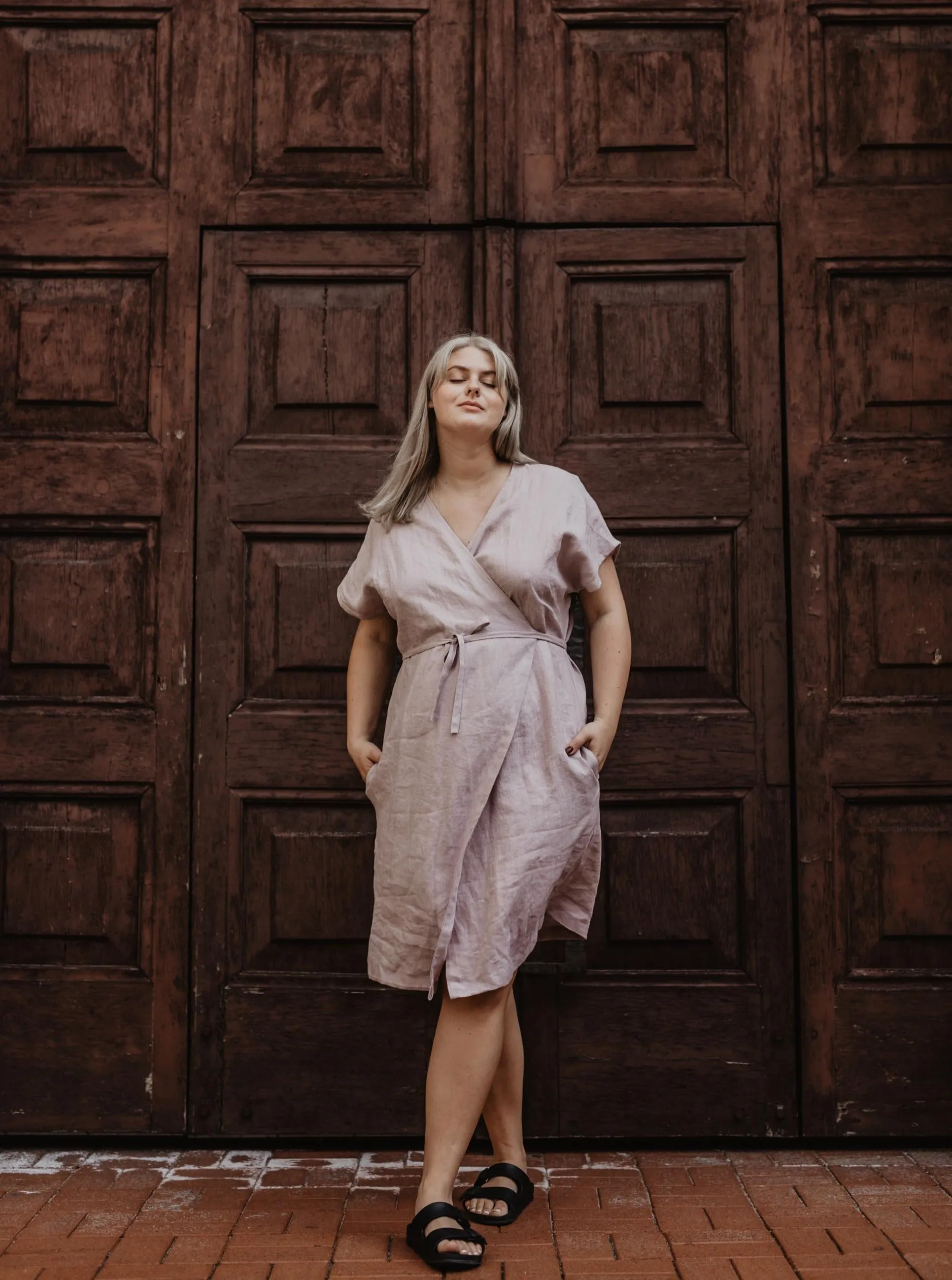 Rome Linen Wrap Dress - Dusty Rose