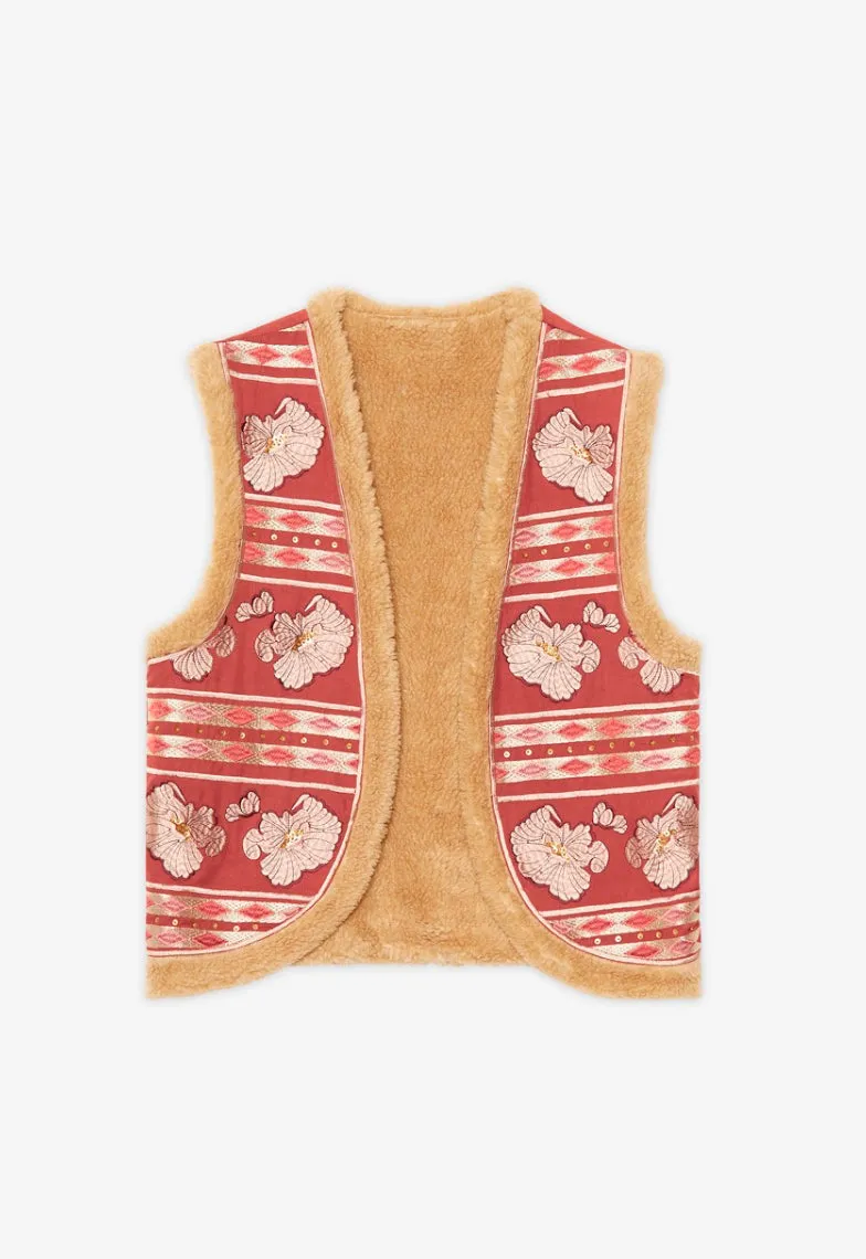 Rosa Sherpa Embroidered Gilet