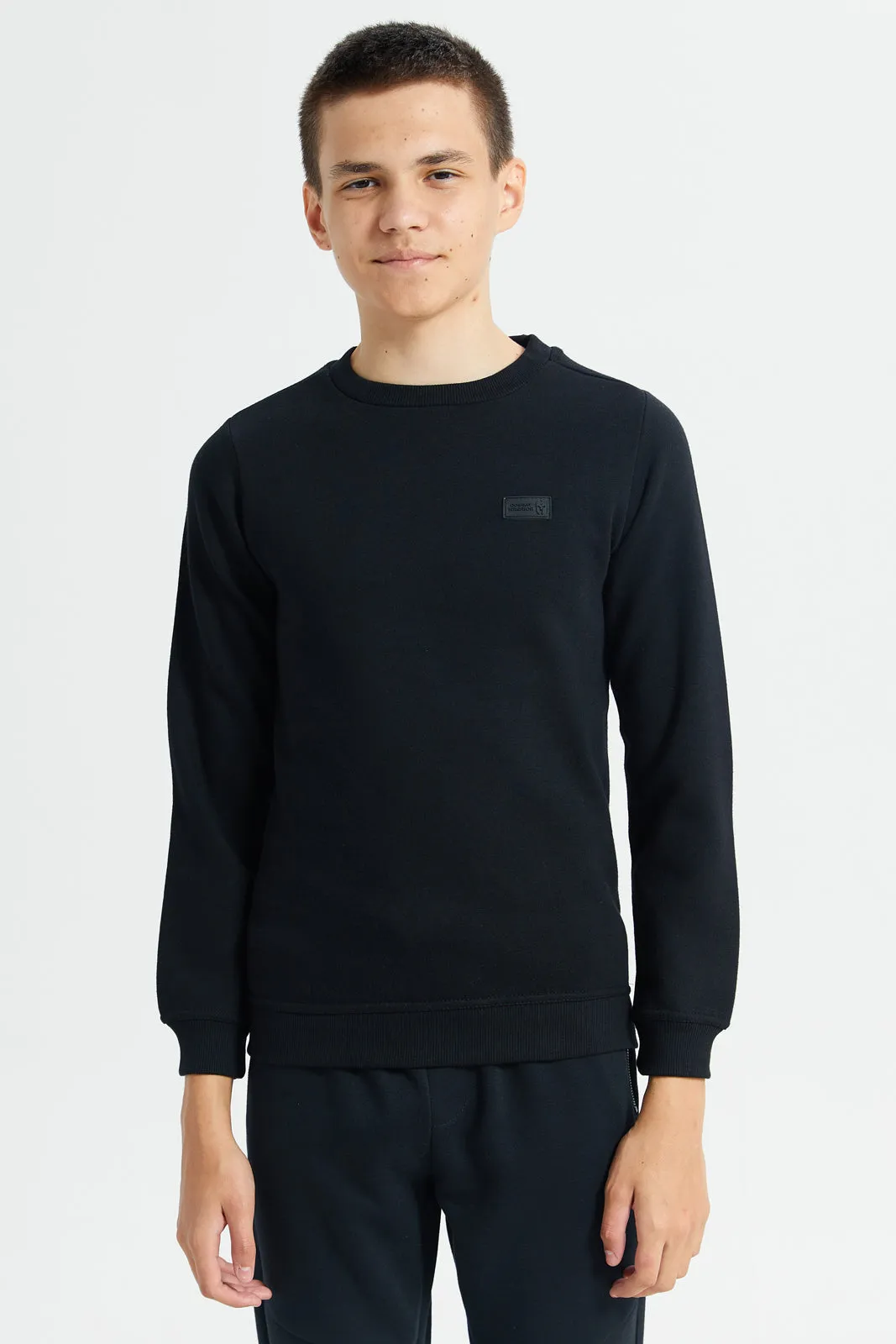 Senior Boys Black Plain Sweatshirt