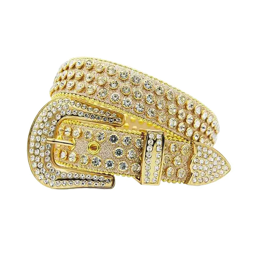 Shiny Gold Strap With Crystal Studded Rhinestone Belt