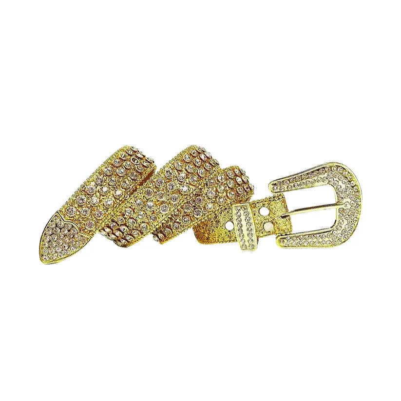 Shiny Gold Strap With Crystal Studded Rhinestone Belt