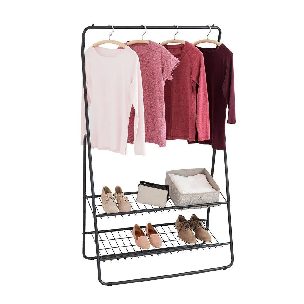 Shiva Deluxe 2 Shelf Clothes Rack Matte Black