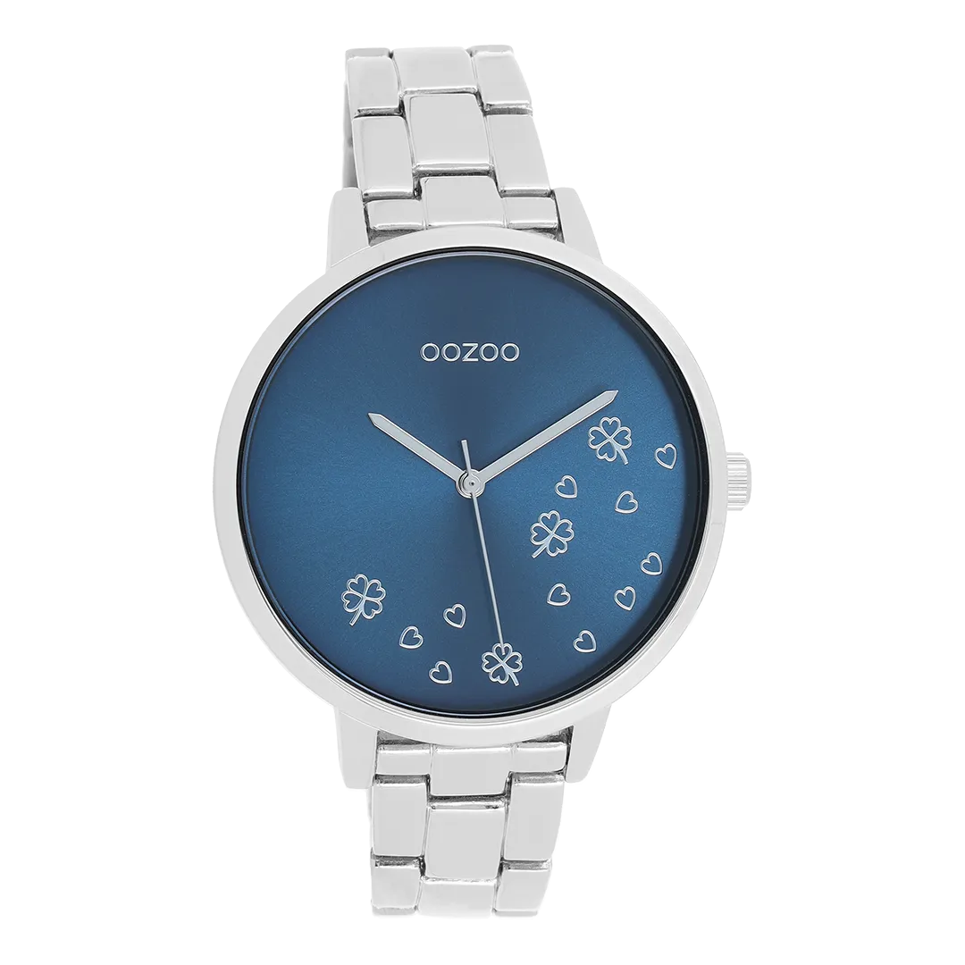 Silver coloured OOZOO watch with silver coloured stainless steel bracelet - C11121