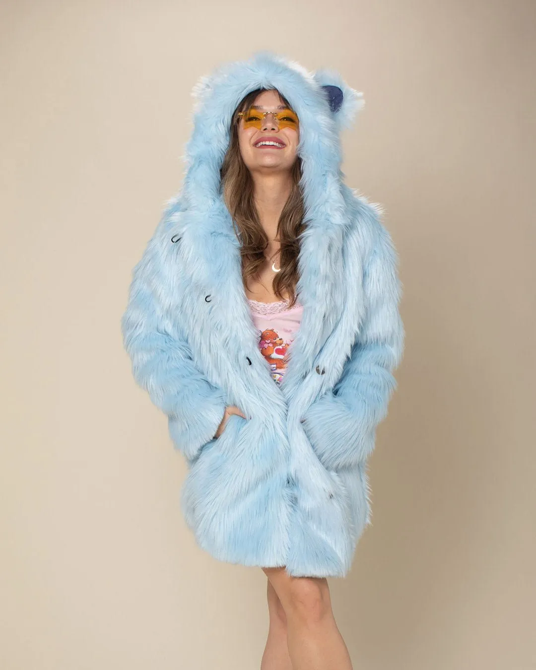 Sky Blue Bear Classic Limited Edition Faux Fur Coat | Women's