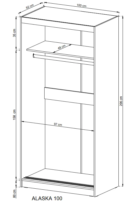 SLIDING DOOR WARDROBE ALASKA 100CM SONOMA