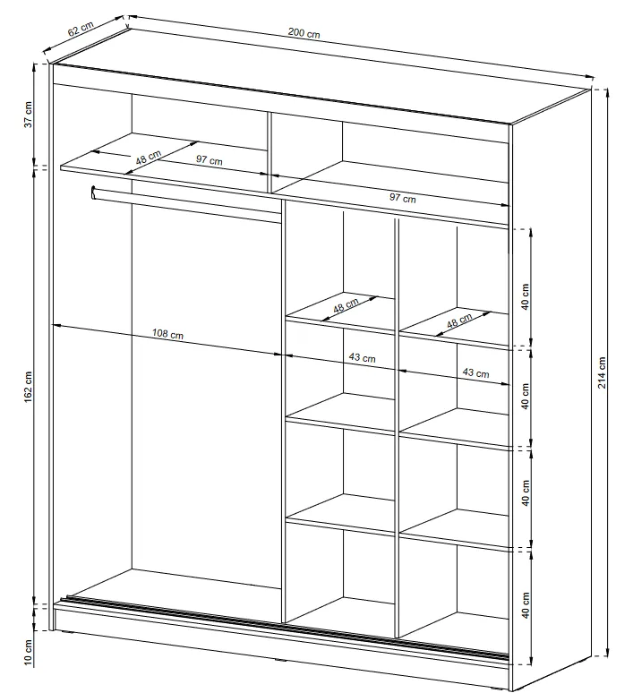 SLIDING DOOR WARDROBE MAJA I ALU 200CM WHITE