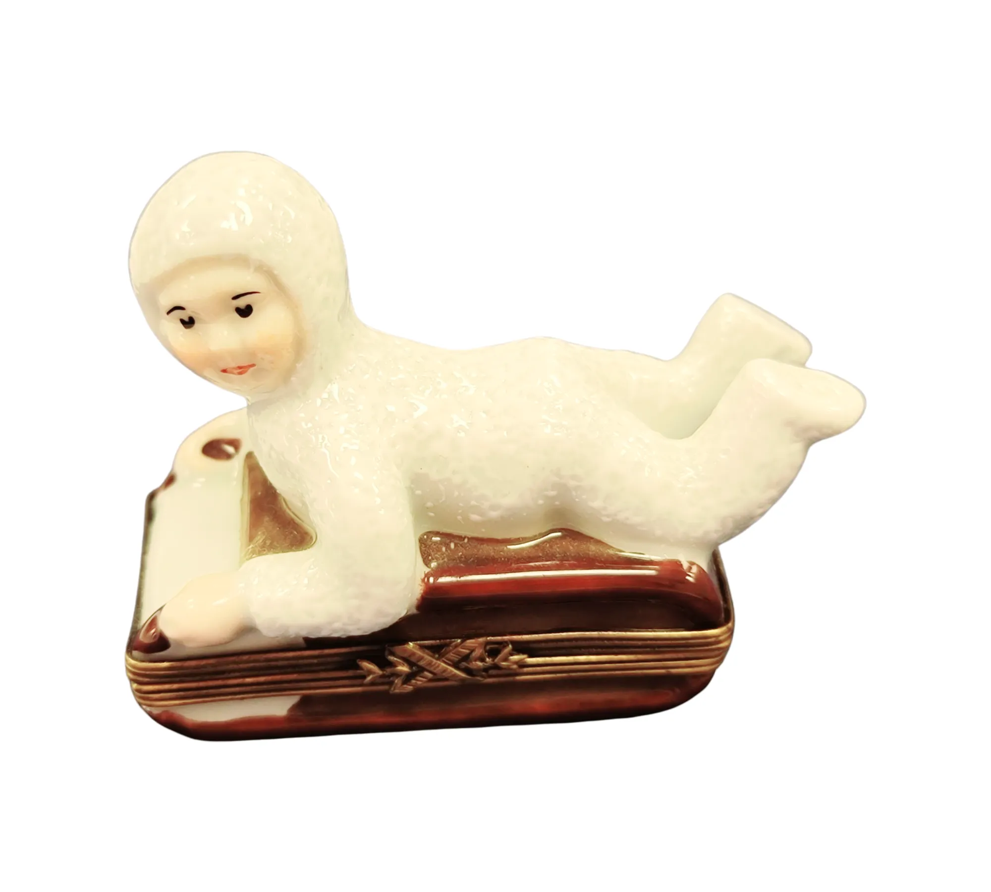 Snowbaby Kid on Sled Winter Sleigh