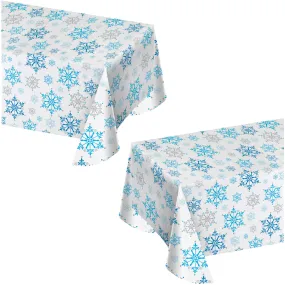 Snowflake Table Covers For Christmas, Winter Wonderland, and Frozen Party Supplies - 54" x 102" (Pack of 2)