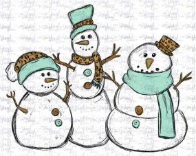 Sticker F15 3 Mint & Leopard Snowmen